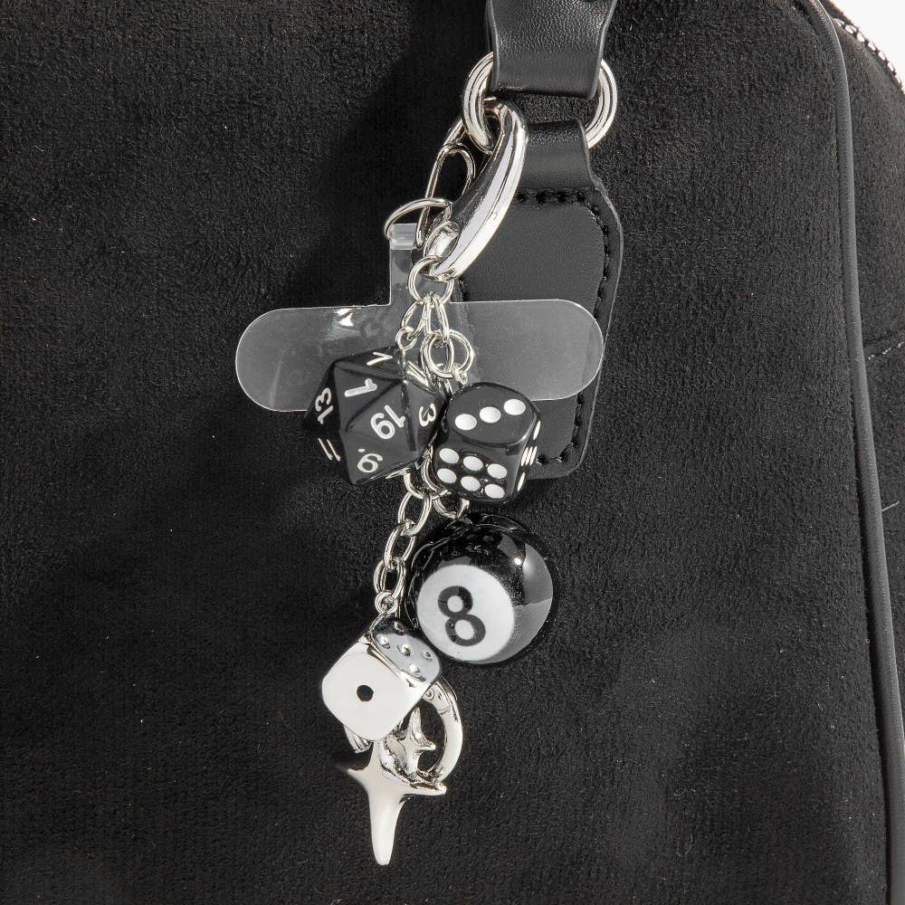 Multi Dice 8 Ball And Star Bag Charms