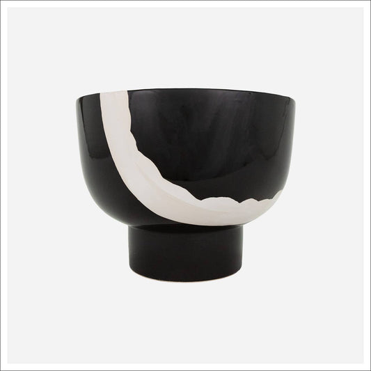 Black and White Stoneware Bowl, 14" dia