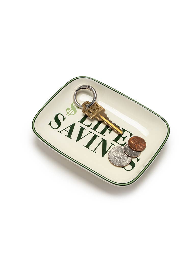 Ceramic Trinket & Jewelry Tray / Dish - "$ Life Savings $"