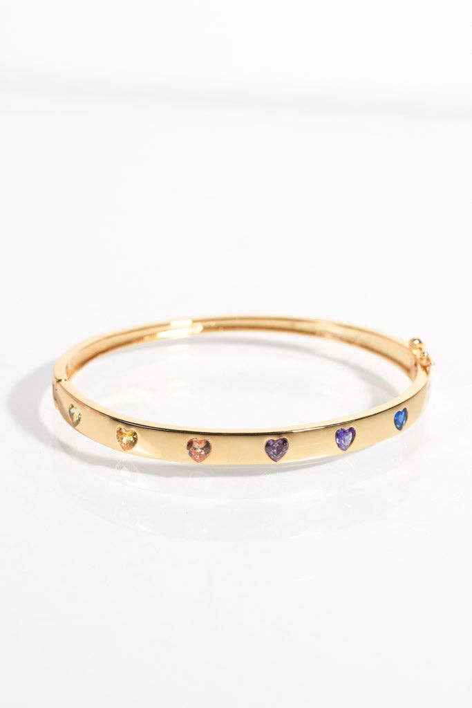 💖 Rainbow Hearts Bangle- Gold or Silver
