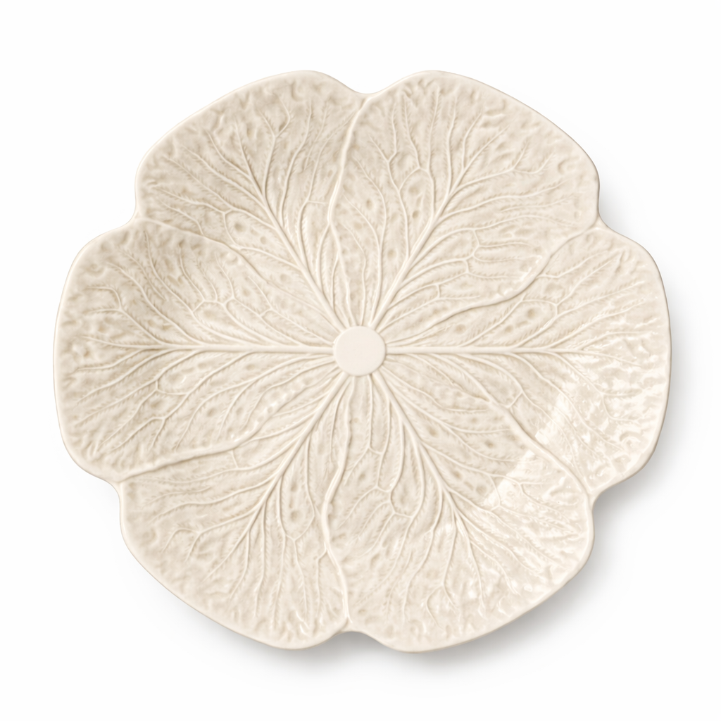 Le Jardin White Cabbage 3-D Round Platter 13 in