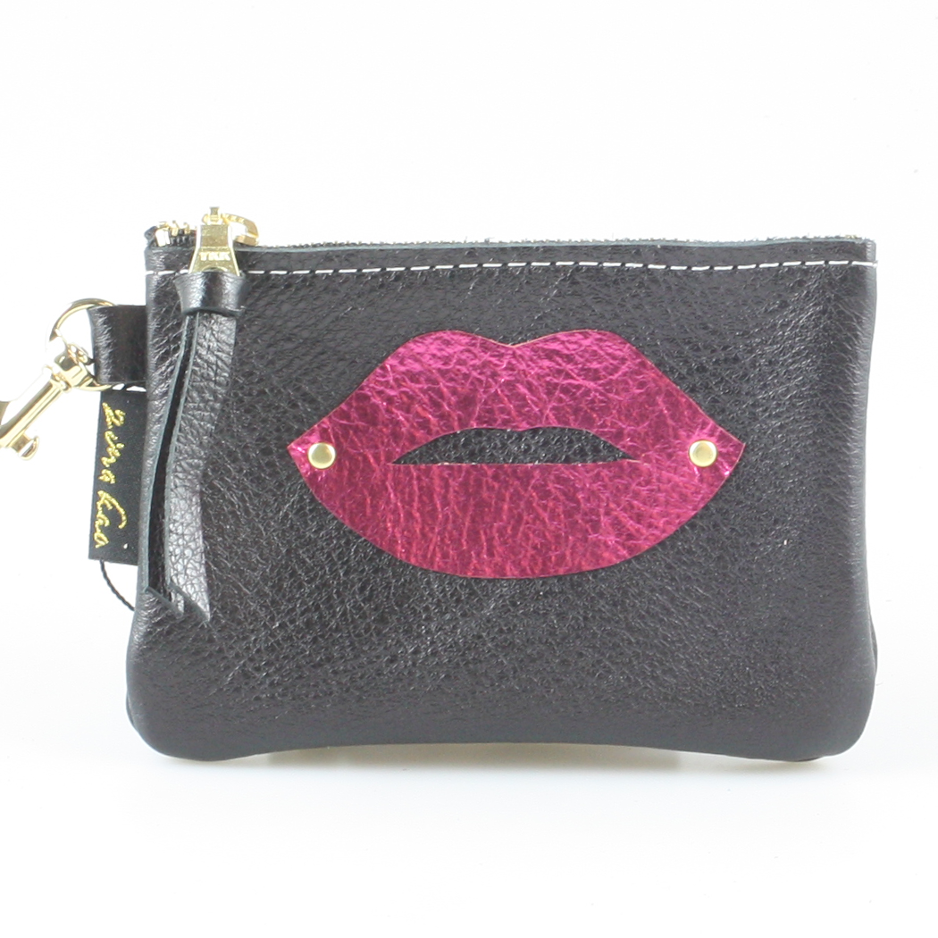 The LIPS Appliqué Clutch/Makeup Bag