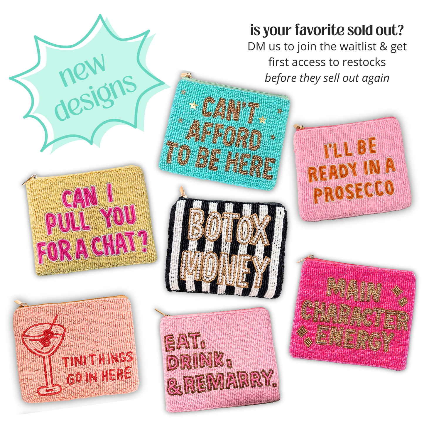 Beaded Coin Purse - Various Sayings