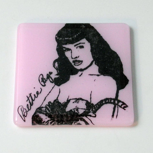 Bettie Page Fused Glass 4" Single Coaster