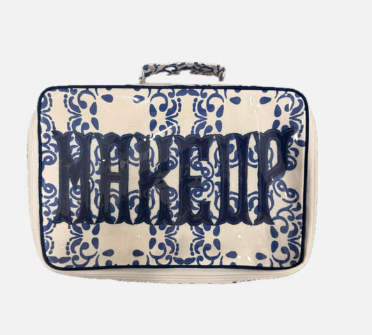Make-up  Blue Block Print (COSMETIC BAG)