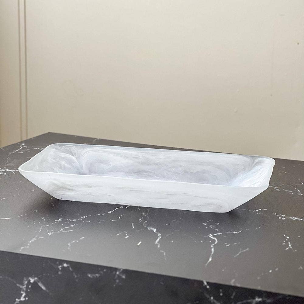Resin White Snow Drift Serving Tray