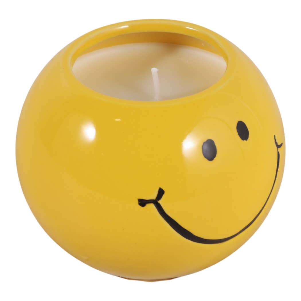 Ceramic Smile Candle in Coconut Goji Soy Wax, 7Oz