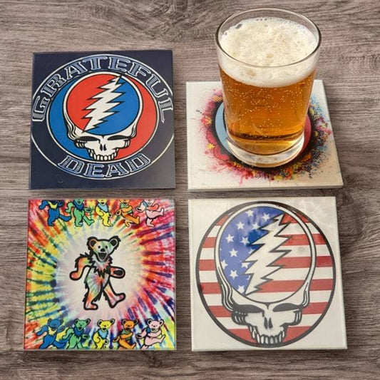 Grateful Dead Inspired Glass Coaster (Set of 4)