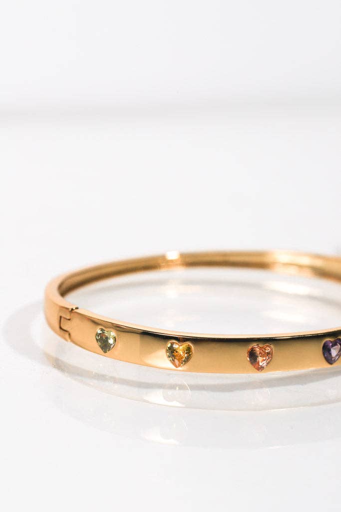 💖 Rainbow Hearts Bangle- Gold or Silver