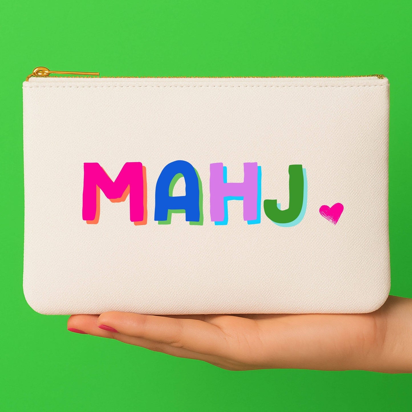 Canvas mahjong bag w/ tile zipper