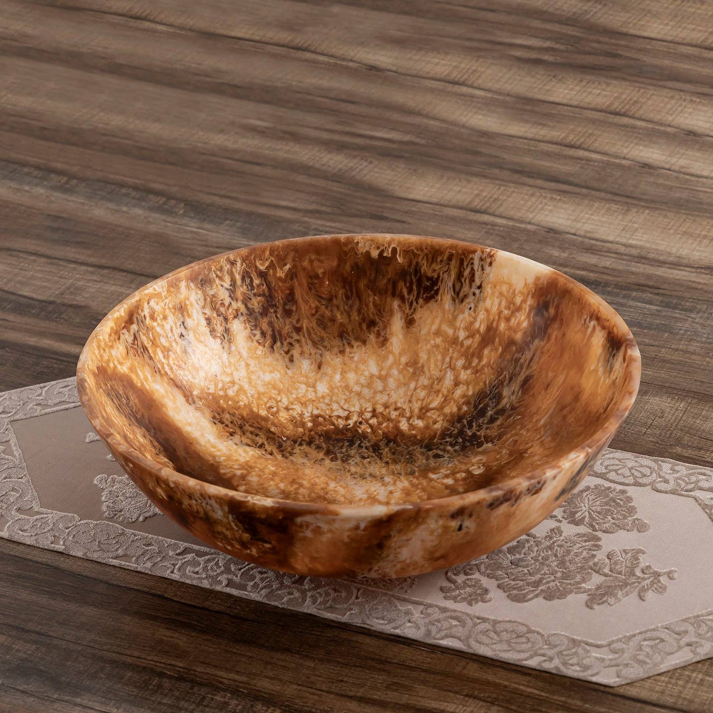 Matte Tortoise Resin Bowl Dia 19.5"