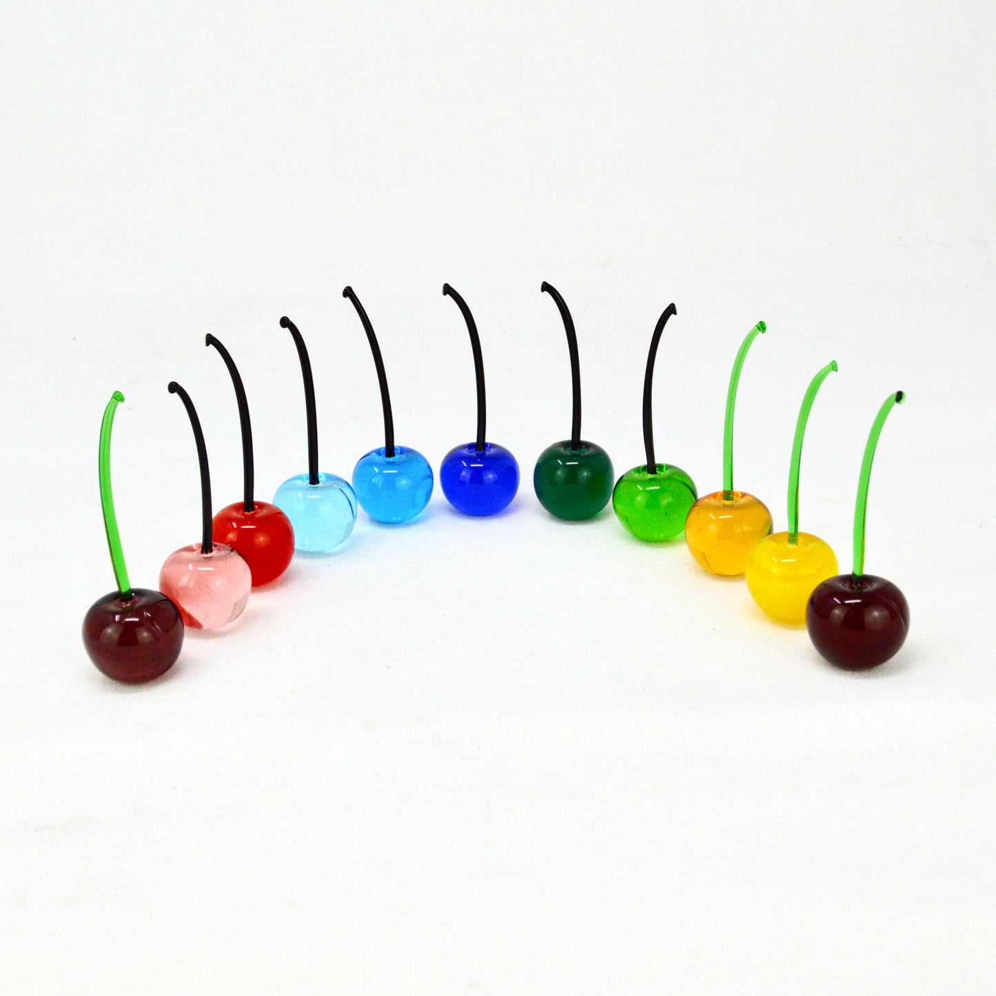 Murano Glass Cherries, Lifelike, Multi-Color, Made in Italy (each)