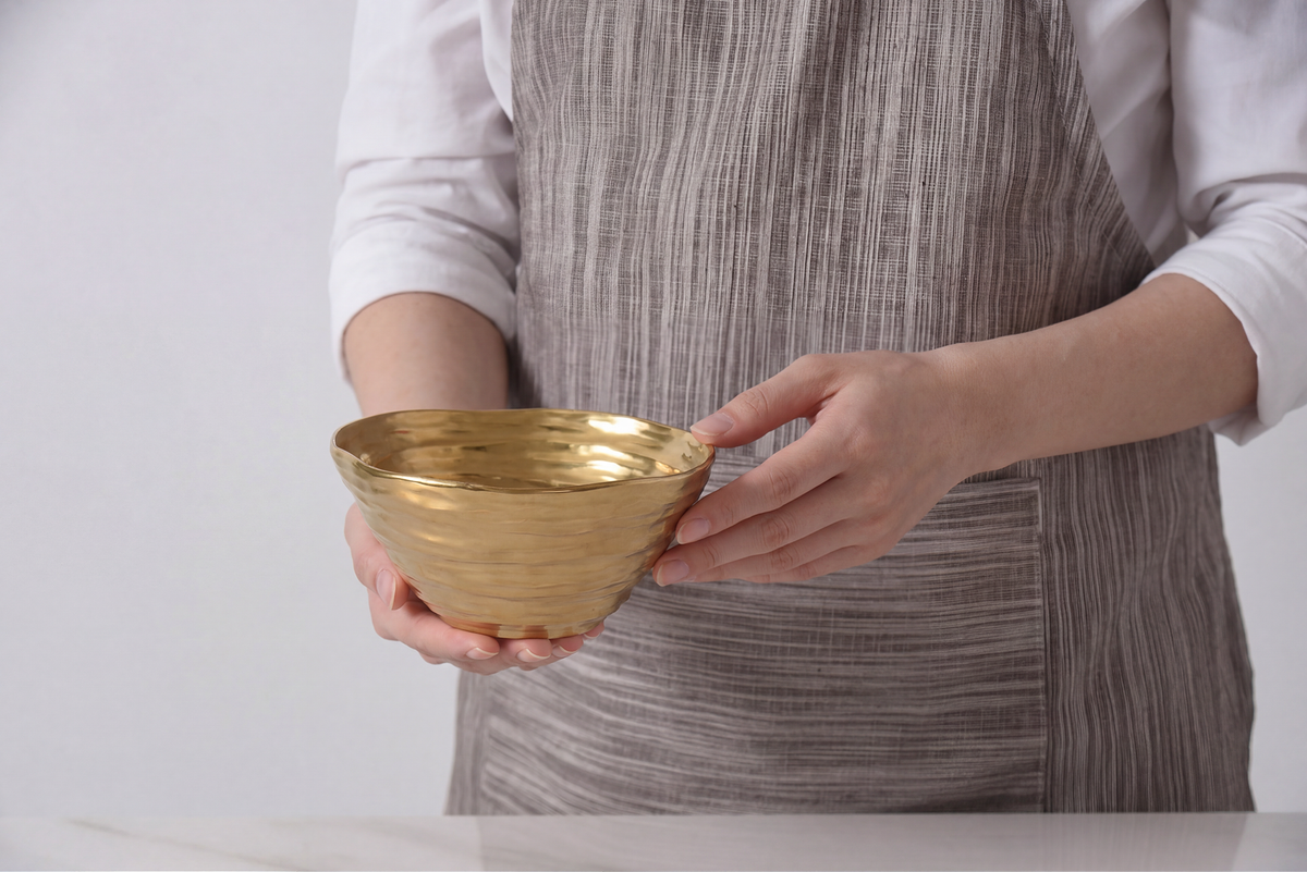 Small Gold Porcelain Serving  Bowl
