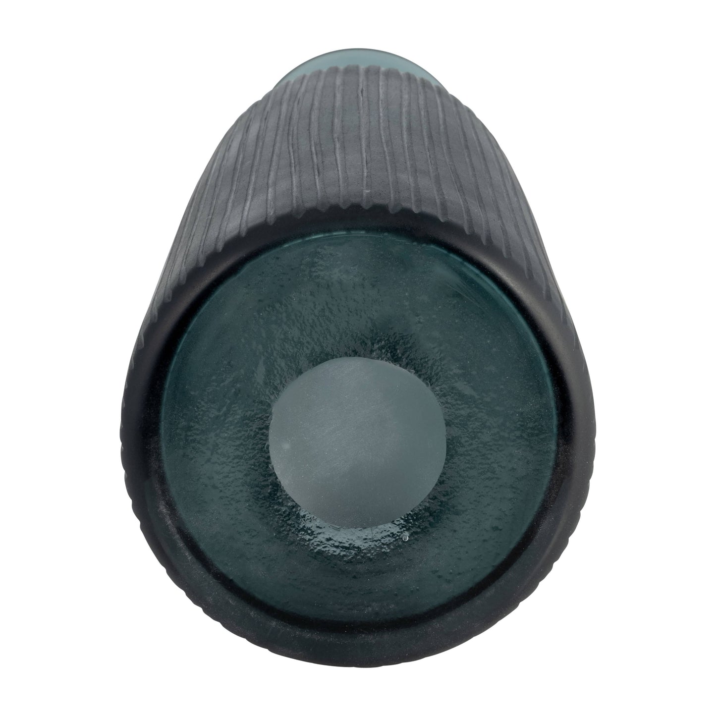 Glass Vertical Ribbed Vase with Stopper- Gray, 17 in.
