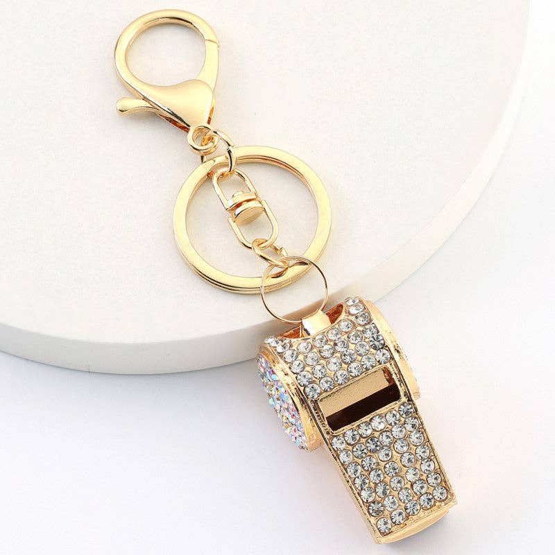 Rhinestone Whistle Keychain Key Ring