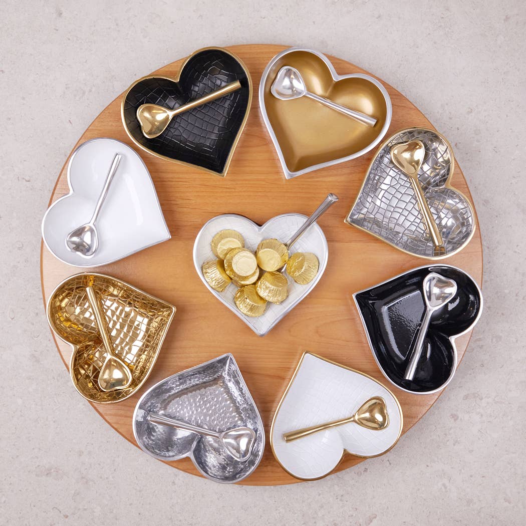 Happy Gold & Silver Croco Heart with Gold Heart Spoon