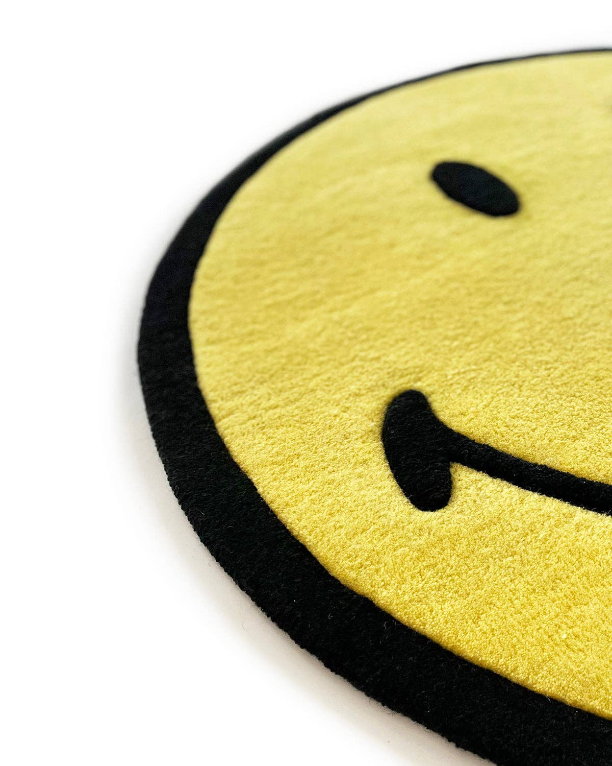 Rug SMILEY Yellow / Black Print Round Diam. 3.2ft