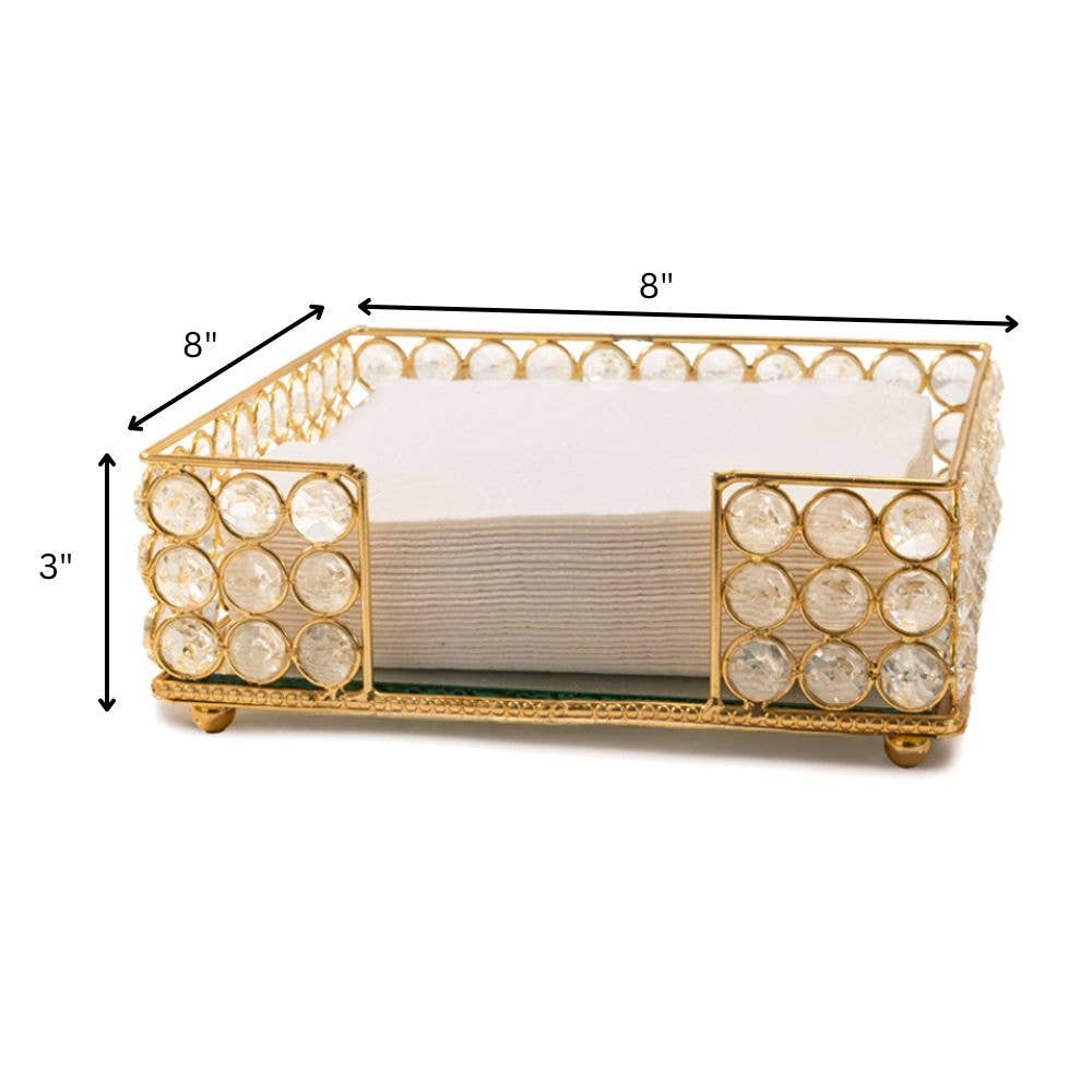 Gold Cristal Square Napkin Holder