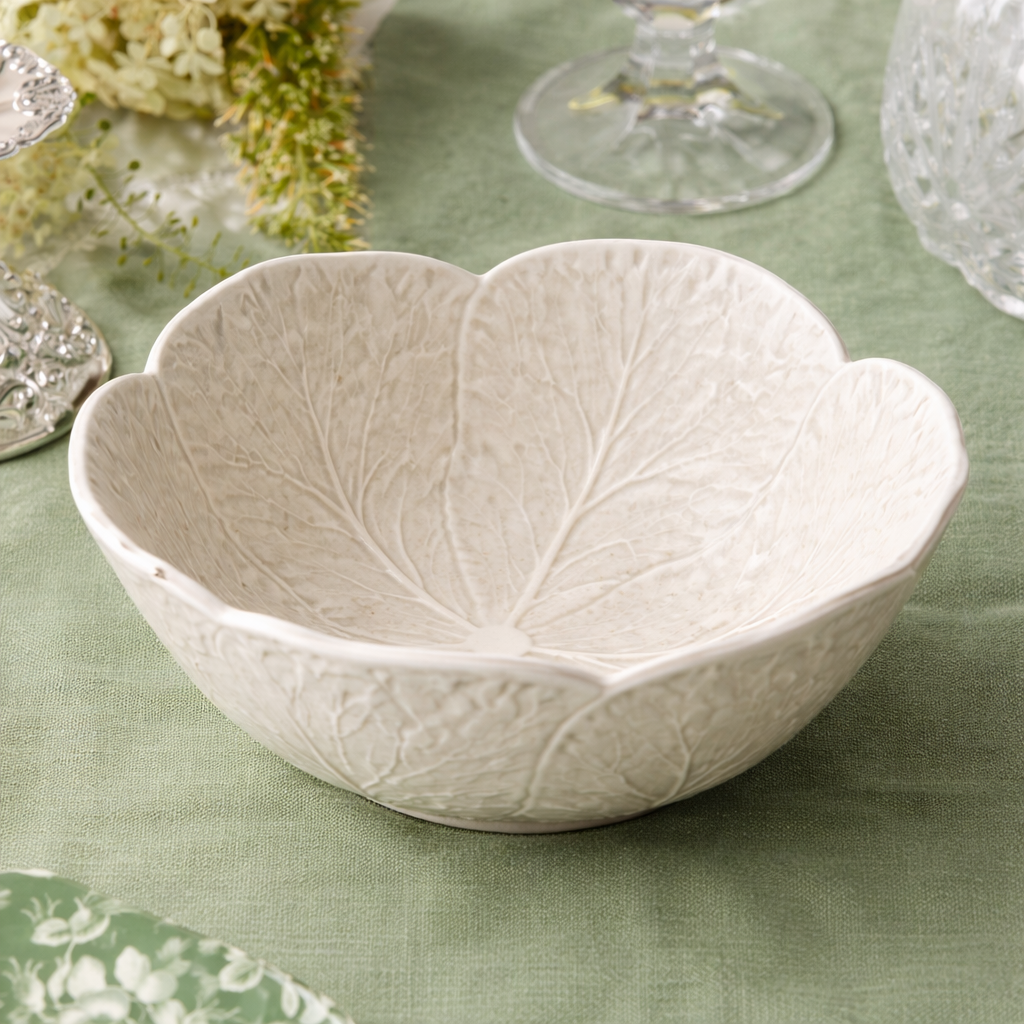 Le Jardin White Cabbage 3-D Cereal Bowl 8 in