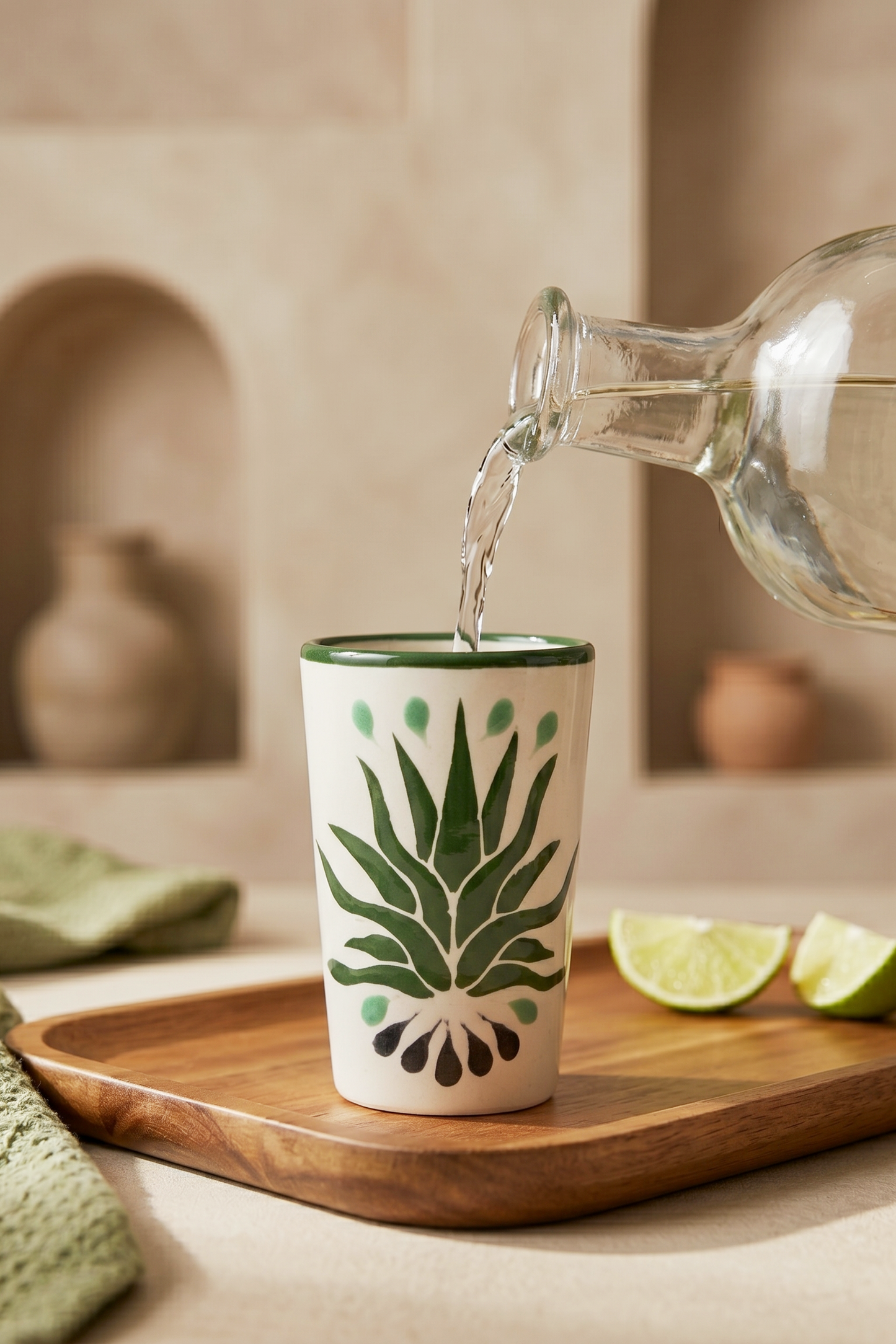 Shot Glasses, Agave Design, Made in Mexico, Barware (Each)