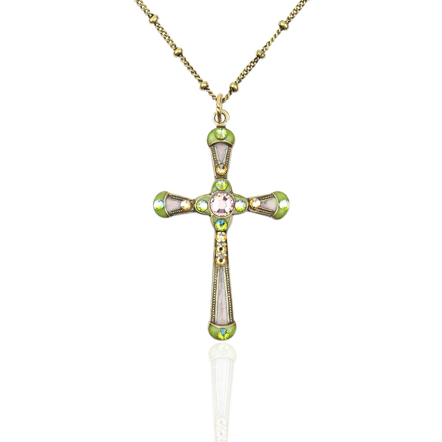Clear Silver  Crystal Cross Necklace