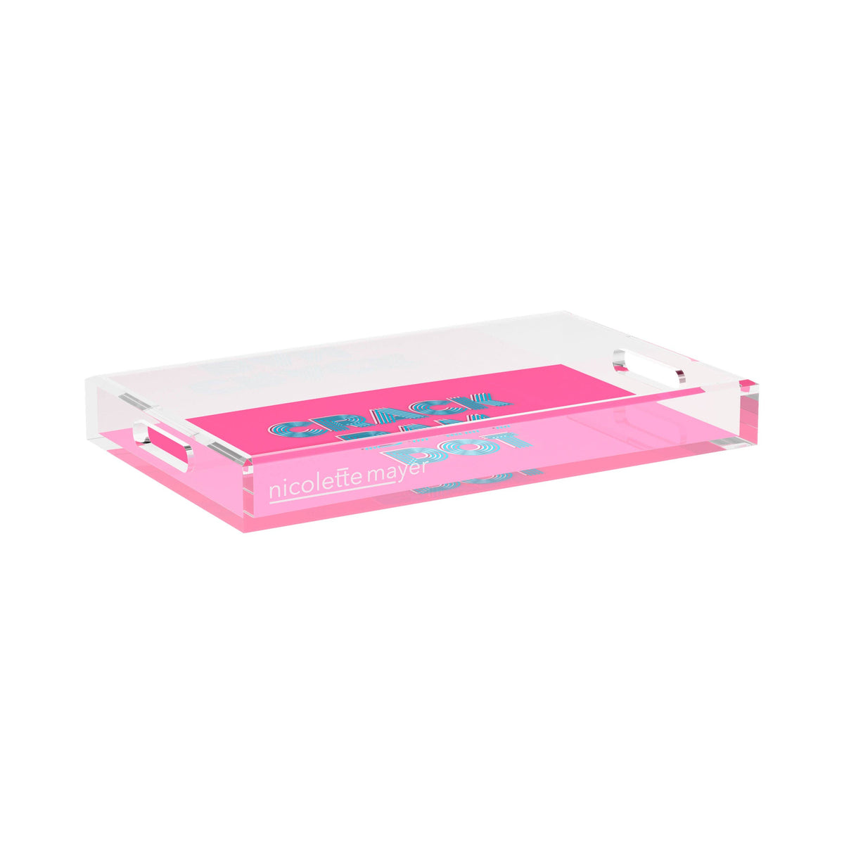 Mahjong Crack Bam Dot Hybiscus Powder Acrylic Rectangle Decorative Tray