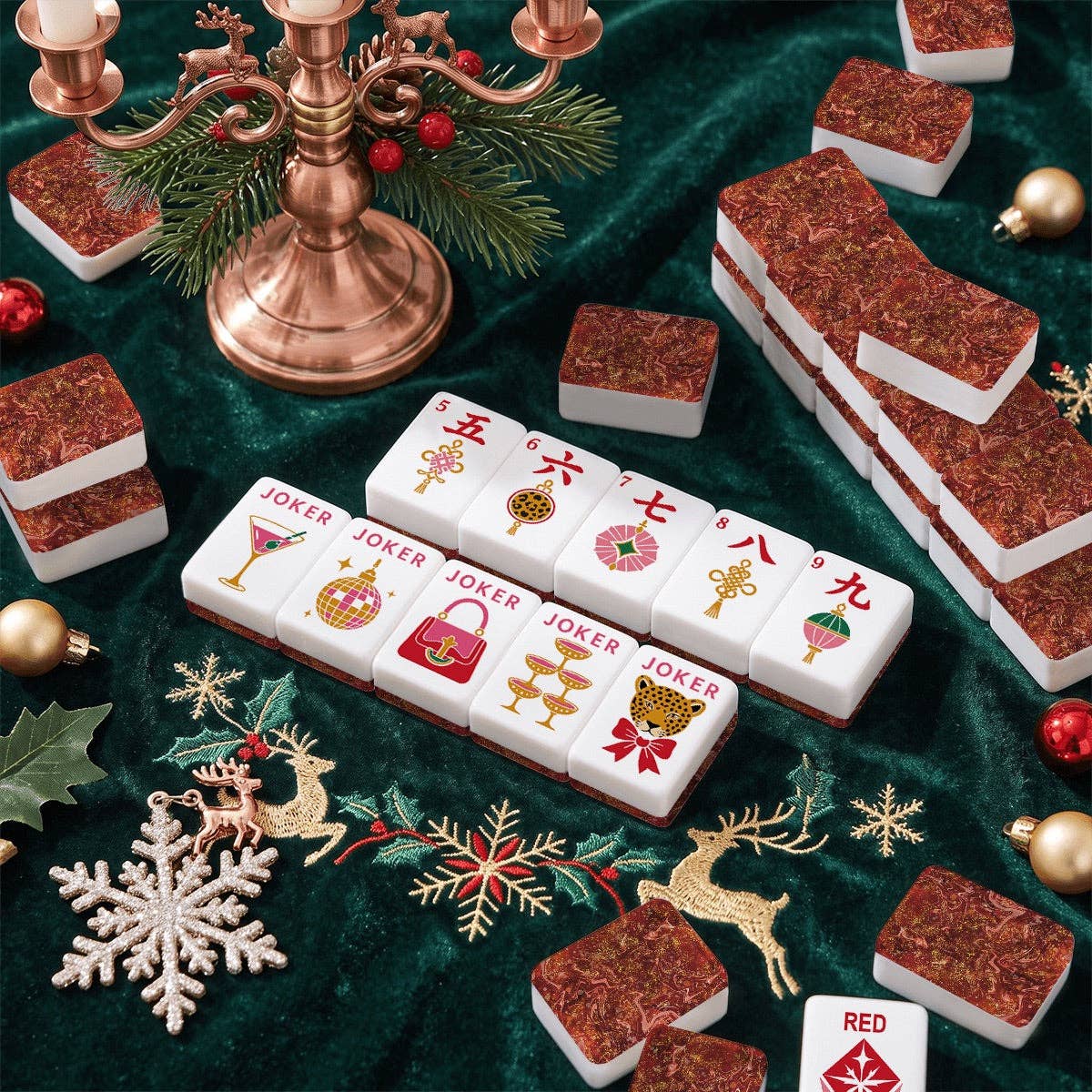Glam Holiday Christmas Mahjong Tiles Twinkle Traditions (Exclusive)