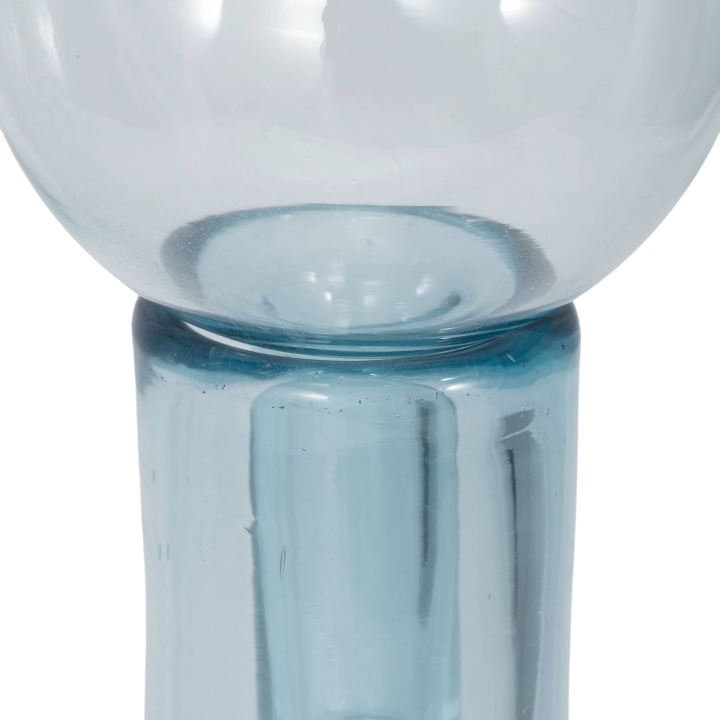 Glass Round Stopper and Cylindrical Body Vase - Blue, 17 in.
