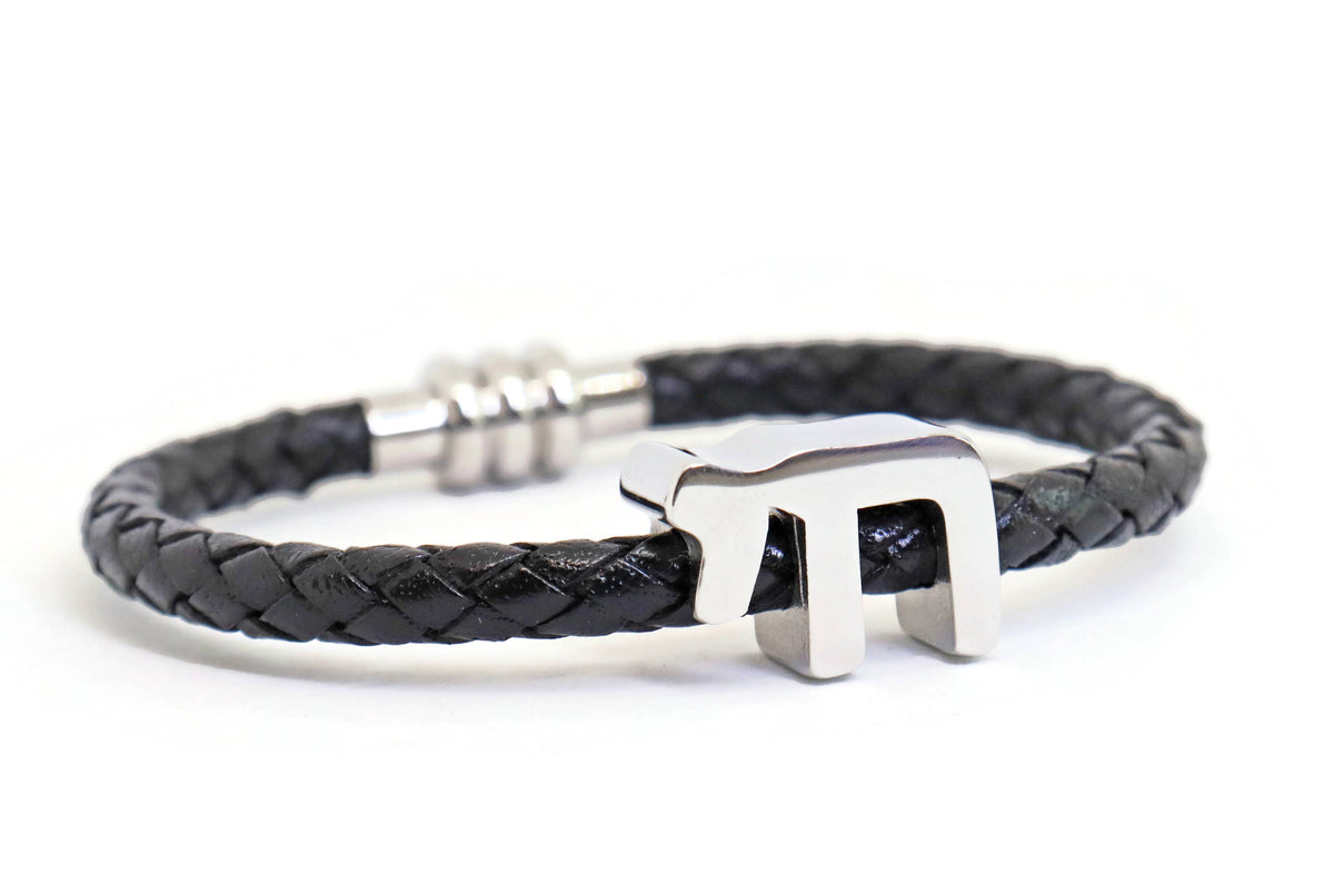 Jewish Judaic Chai Braided Leather Bracelet