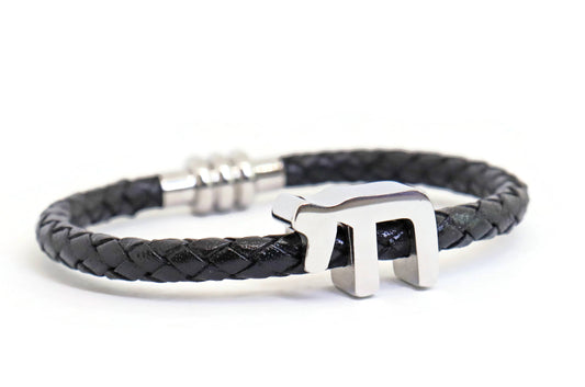Jewish Judaic Chai Braided Leather Bracelet