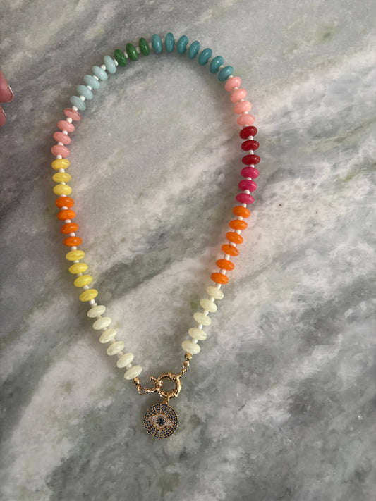 The Mykonos Mini Crystal Evil Eye Necklace