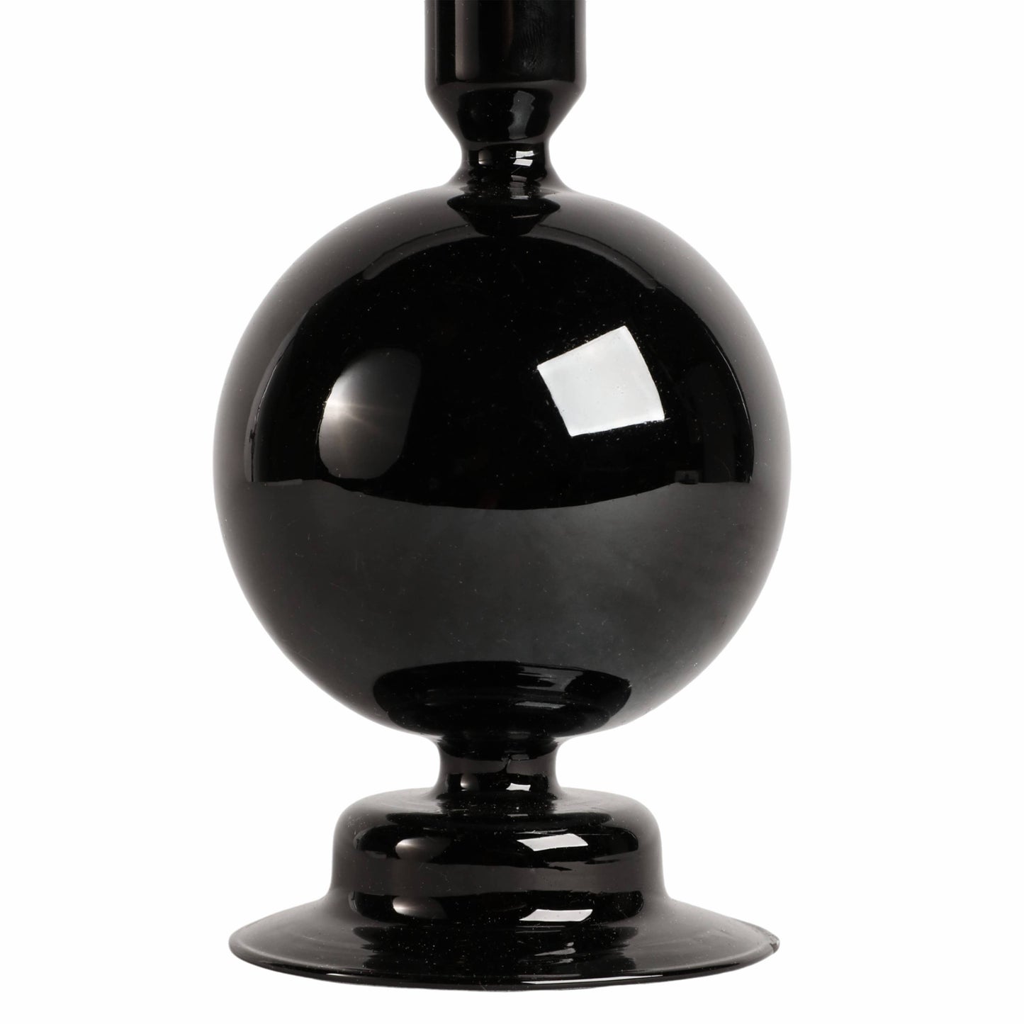 Taper Candle Holder - Black Glass Bubble, 7 in.