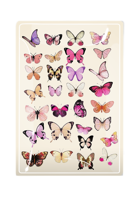 Pink Butterflies Decoupage Glass Tray