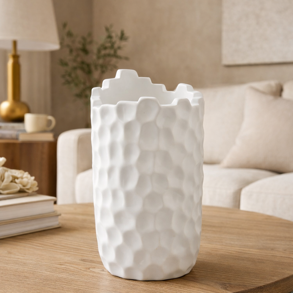 Contemporary White Porcelain Ceramic Vase