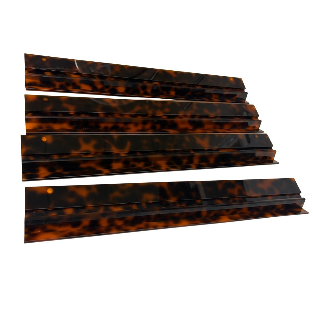 Luxury Handmade Tortoise Shell Acrylic Mahjong Racks and Pushers Set (4 Pieces)