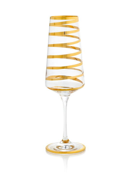 Gold Spiral Champagne Venetian Glass (Each Sold Separately)