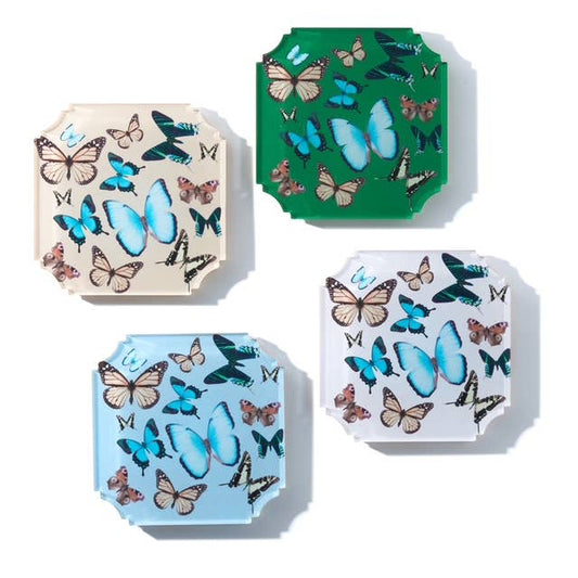 Set of 4 Acrylic Butterfly Coasters with Acrylic Holder