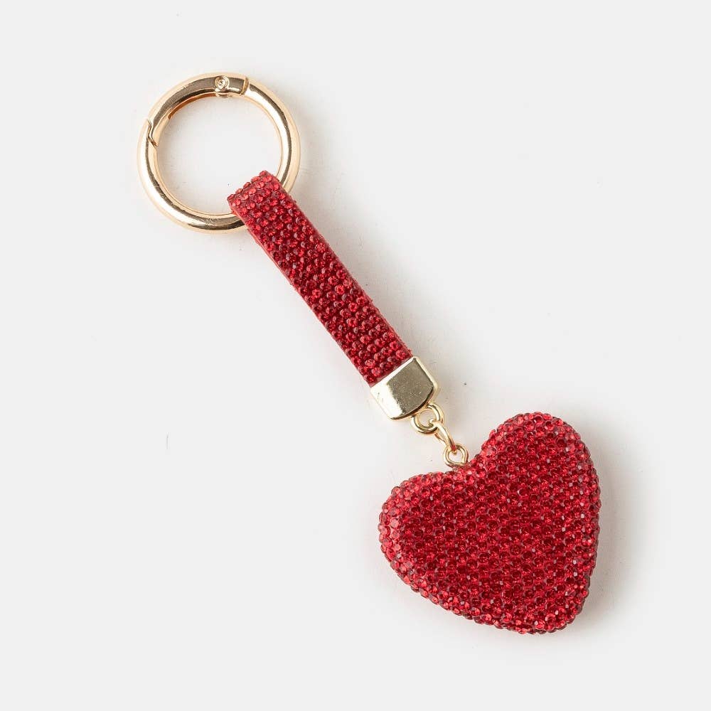 Pave Rhinestone Studded Heart Bag Charm