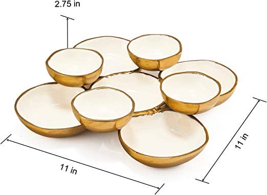 Cluster of 9 Round Serving Bowls Decorative Bowls Gold