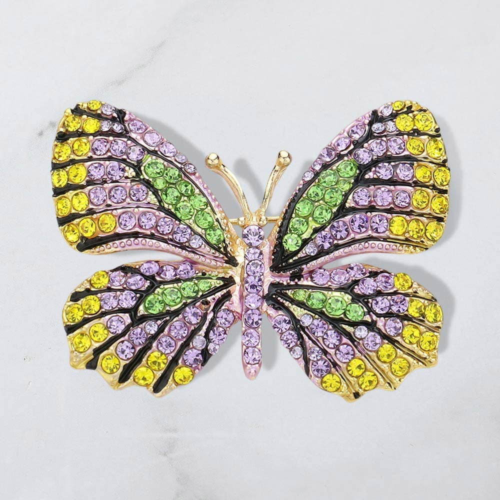 Rhinestone Pave Butterfly Pin Brooch
