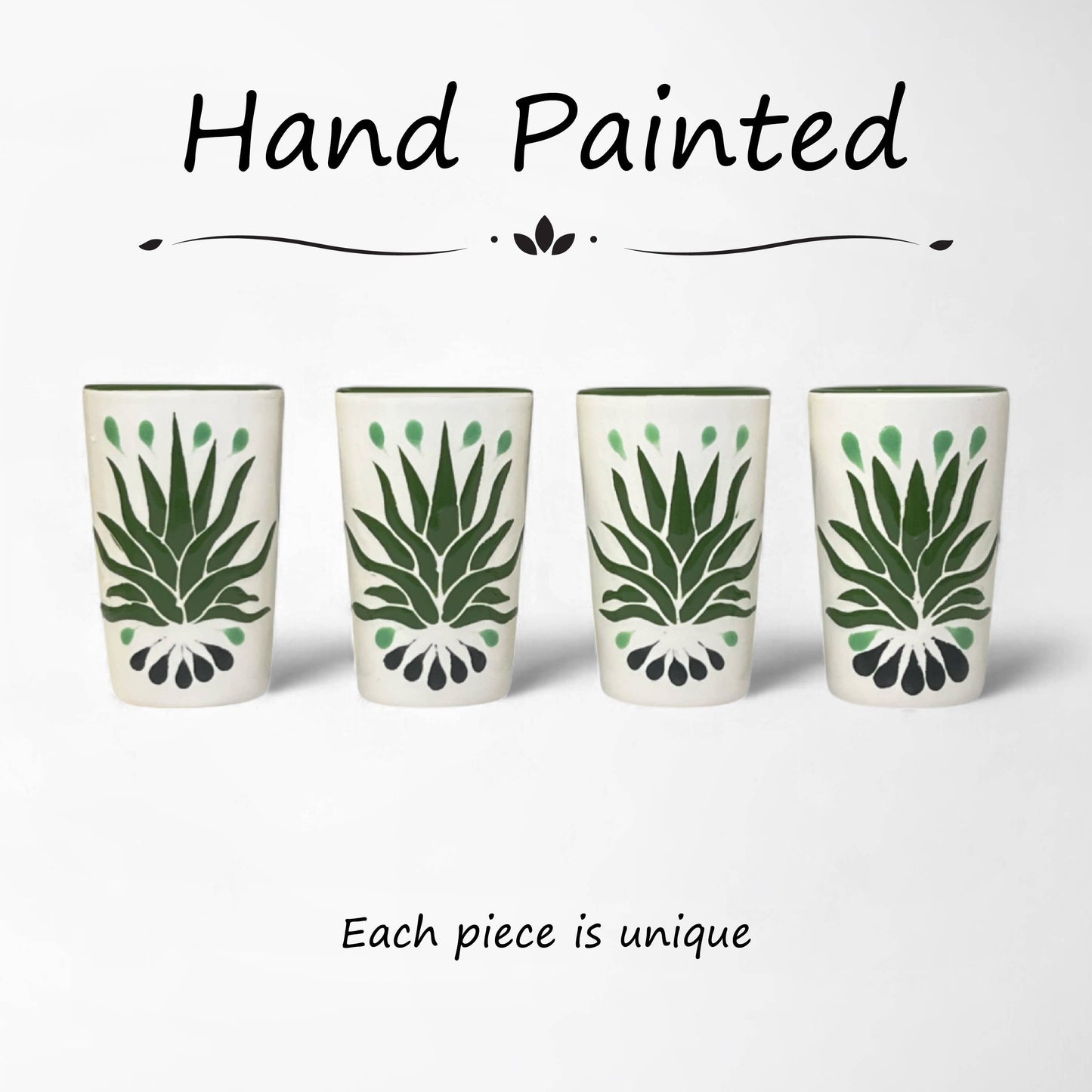 Shot Glasses, Agave Design, Made in Mexico, Barware (Each)