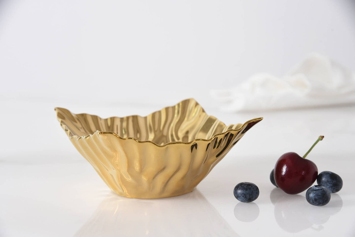 Square Gold Snack Bowl with Pointed Edges