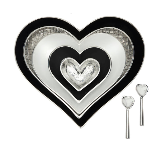 5 Hearts Set with 2 Heart Spoons - Black & White