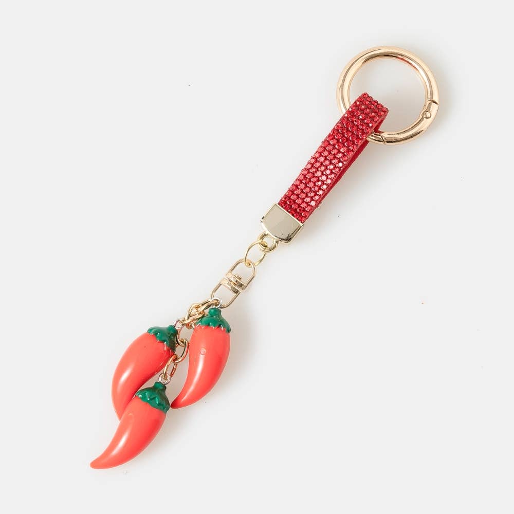 Mini Chilies And Pave Tag Bag Charm
