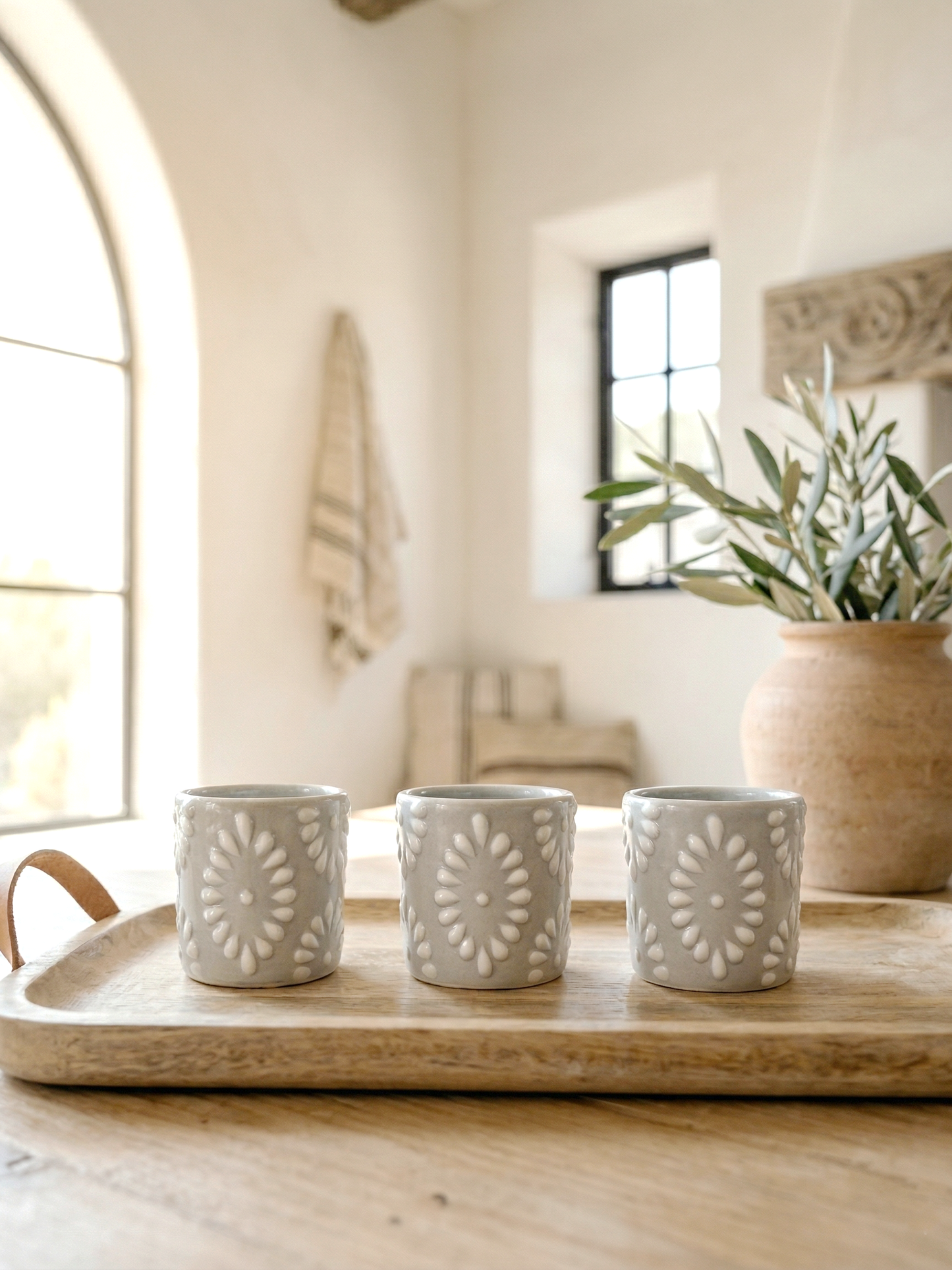 Talavera Shot Glass - Grey & White (Each)